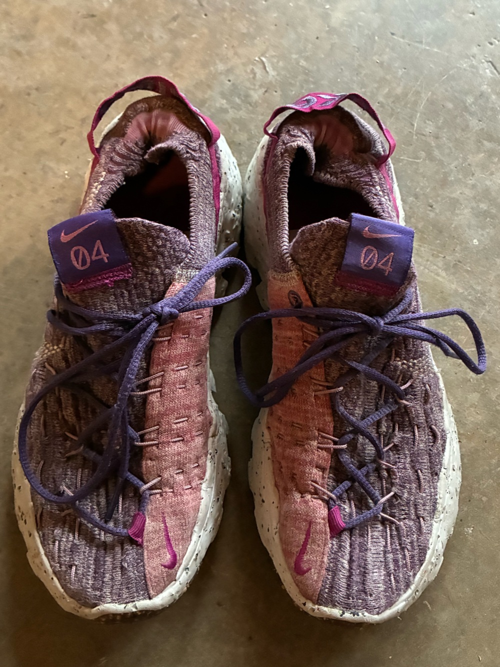 Nike Space Hippie 04, Pink Purple and speckled soles - size 7.5